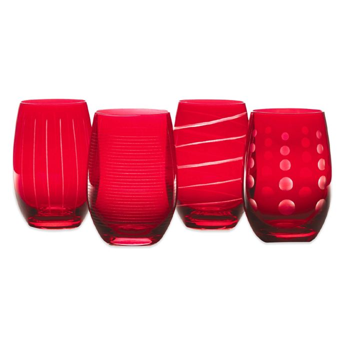 Mikasa® Cheers Stemless Wine Glasses in Ruby (Set of 4) Bed Bath and