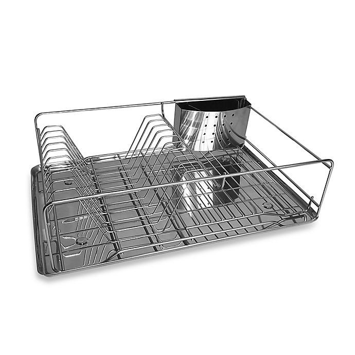 stainless steel dish drainer with tray