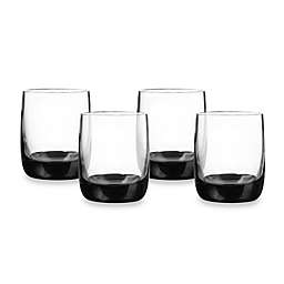 Qualia Ebony Double Old-Fashioned Glasses in Clear/Black (Set of 4)