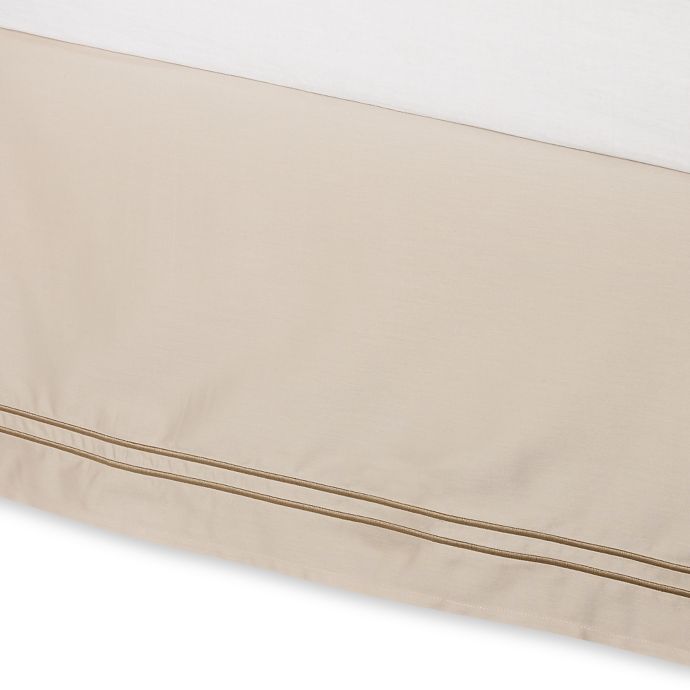 Wamsutta® Baratta Stitch Bed Skirt in Taupe Bed Bath & Beyond