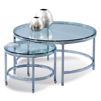Bassett Mirror Company Patinoire Cocktail Table in Polished Chrome (Set of 2)