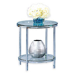 Bassett Mirror Company Patinoire Round End Table in Polished Chrome