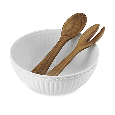 Mikasa&reg; Italian Countryside Salad Bowl with Serving Utensils. View a larger version of this product image.