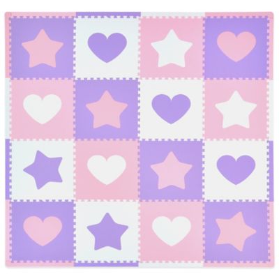 Tadpoles&trade; by Sleeping Partners Hearts and Stars 16-Piece Playmat Set in Pink/Lavender