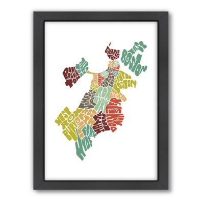 Americanflat 26.5-Inch x 20.5-Inch Boston Typography Map in Black and White