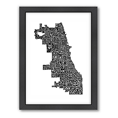 Americanflat 26.5-Inch x 20.5-Inch Chicago Typography Map in Black and White. View a larger version of this product image.