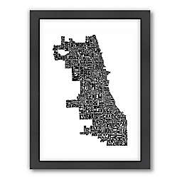 Americanflat 26.5-Inch x 20.5-Inch Chicago Typography Map in Black and White
