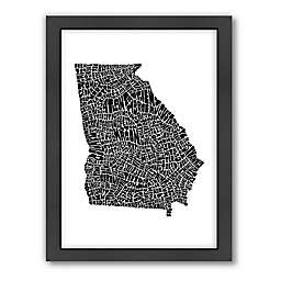 Americanflat Georgia Typography Map Digital Print Wall Art in Black and White
