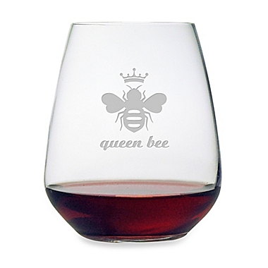 Susquehanna Glass Etched "Queen Bee" Stemless Wine Glass. View a larger version of this product image.