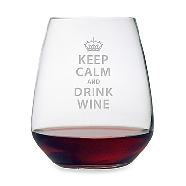 Susquehanna Glass Etched "Keep Calm and Drink Wine" Stemless Wine Glass. View a larger version of this product image.