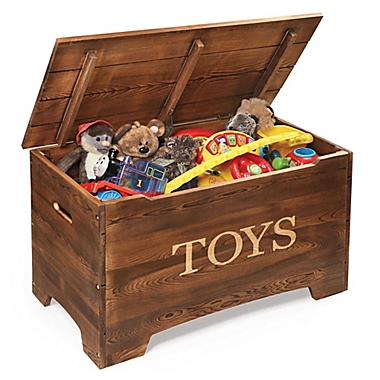 Badger Basket&reg; Rustic Wooden Toy Box in Brown. View a larger version of this product image.