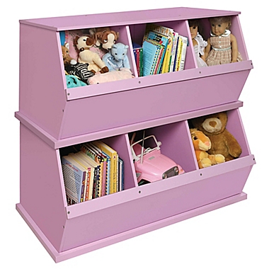 Badger Basket Three Bin Stackable Storage Cubby in Lilac. View a larger version of this product image.