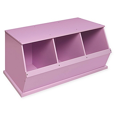 Badger Basket Three Bin Stackable Storage Cubby in Lilac. View a larger version of this product image.