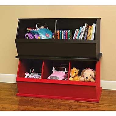 Badger Basket Three Bin Stackable Storage Cubby in Red. View a larger version of this product image.