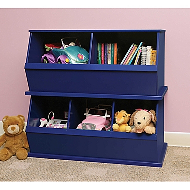 Badger Basket Three Bin Stackable Storage Cubby in Blue. View a larger version of this product image.