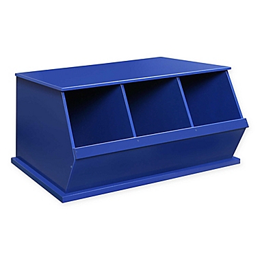 Badger Basket Three Bin Stackable Storage Cubby in Blue. View a larger version of this product image.