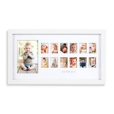 Pearhead&reg; 13-Photo &quot;My First Year&quot;  Photo Moments Frame in White