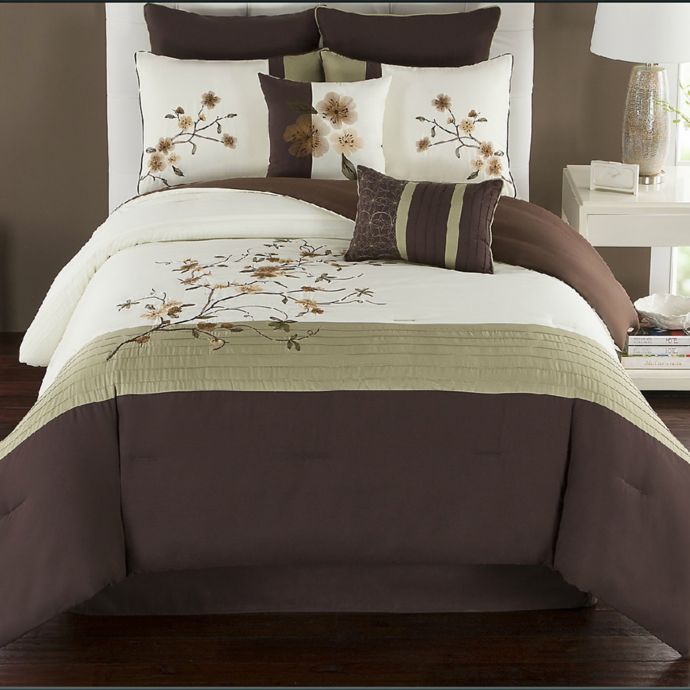 Camisha Comforter Set In Green Chocolate Bed Bath Beyond