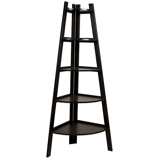 Alternate image 1 for Wood Tiered Corner Ladder Bookcase Display in Espresso
