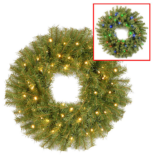 Alternate image 1 for National Tree Norwood Spruce 24-Inch Pre-Lit Wreath with Dual Color Changing LED Lights