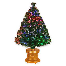 National Tree 3-Foot Fiber Optic Evergreen Christmas Tree with Gold Base