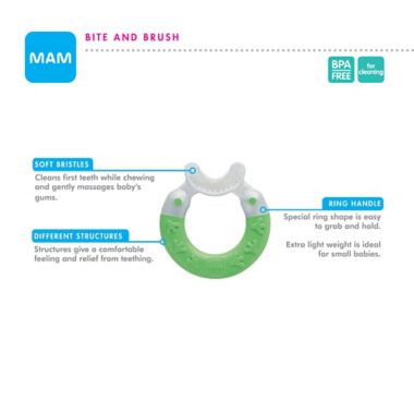 MAM Bite & Brush Teether in Blue. View a larger version of this product image.
