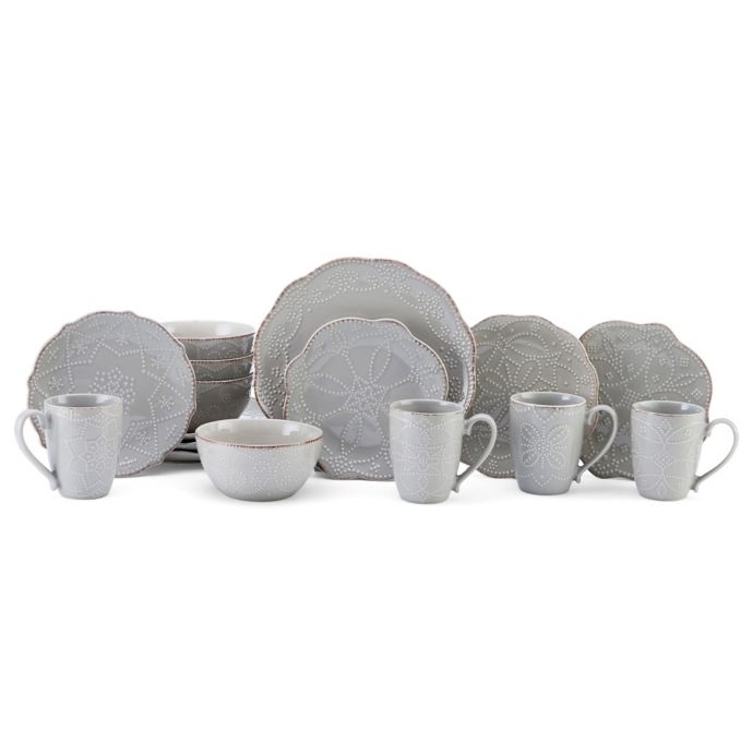 Gourmet Basics by Mikasa® Serena 16Piece Dinnerware Set in Grey Bed