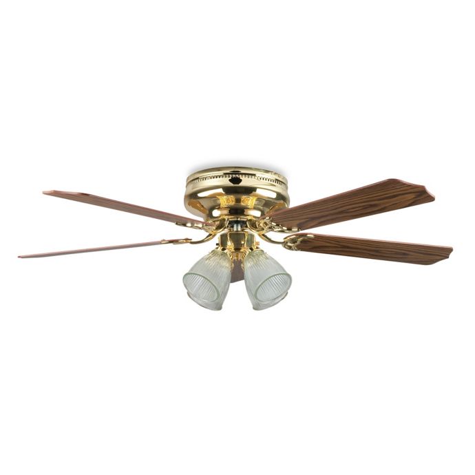 Concord Fans Montego Bay Deluxe 52 Inch Ceiling Fan In Polished Brass With Light Dark Oak Blades