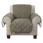 Alternate image 1 for Sure Fit&reg; Reversible Flannel and Sherpa Chair Furniture Cover in Loden