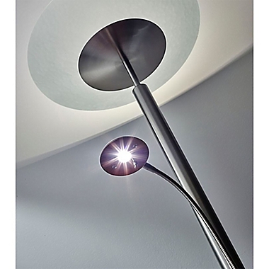 Adesso&reg; Stellar Brushed Steel Torchiere Floor Lamp with Reading Light. View a larger version of this product image.