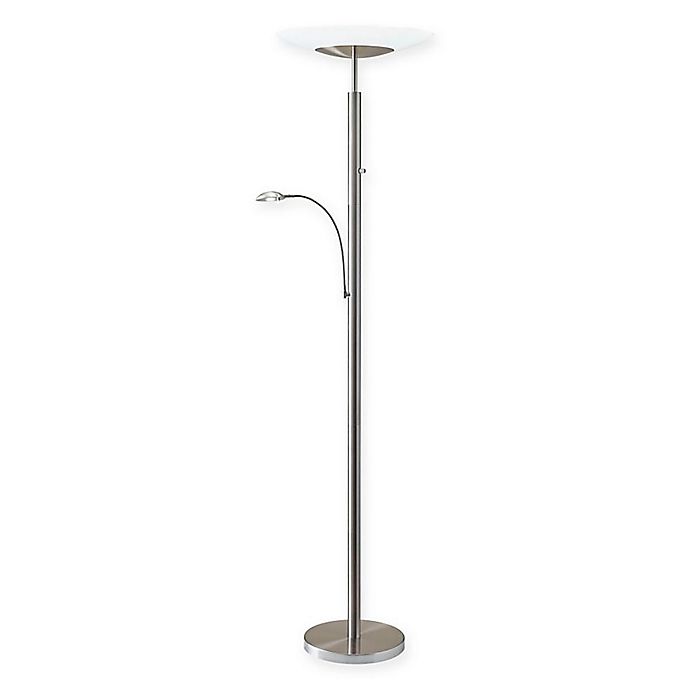 Stellar Brushed Steel Torchiere Floor, Led Torchiere Floor Lamp With Reading Light