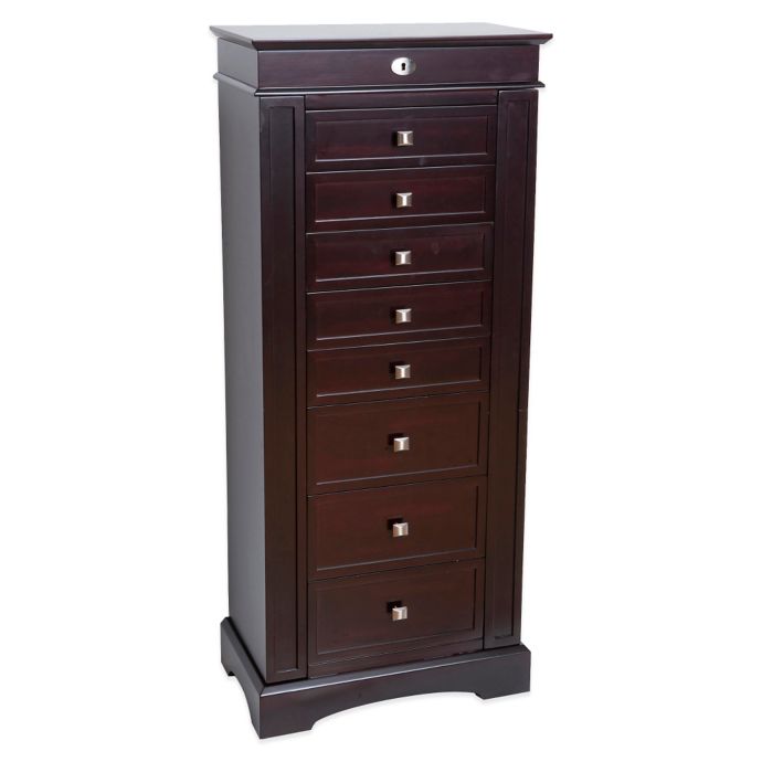 Mele & Co. Olympia Wooden Jewelry Armoire in Dark Walnut