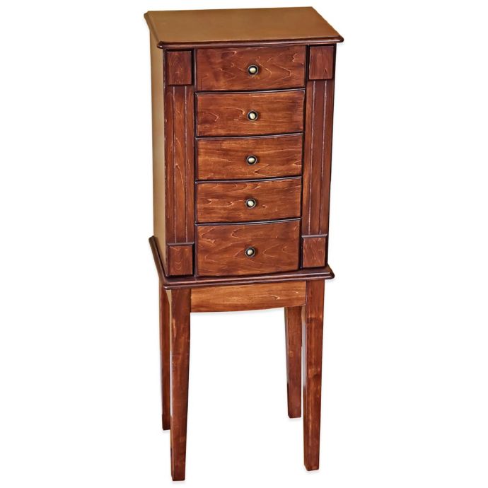 Mele & Co. Addison Wooden Jewelry Armoire in Walnut Bed