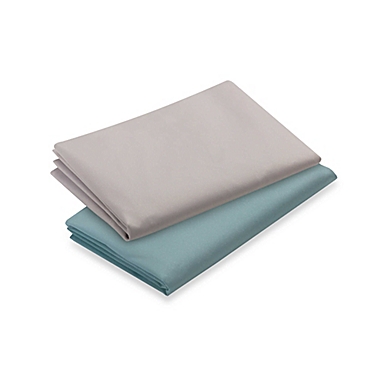 Graco&reg; Pack ‘n Play&reg; 2-Count Waterproof Playard Sheet in Teal and Pale Grey. View a larger version of this product image.