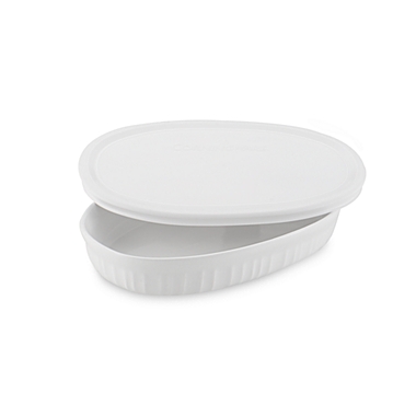CorningWare&reg; French White&reg; 23 oz. Covered Oval Baking Dish. View a larger version of this product image.