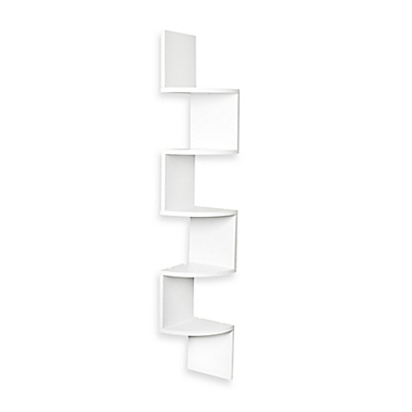 Zig Zag Five Level Corner Wall Mount Shelf in White. View a larger version of this product image.