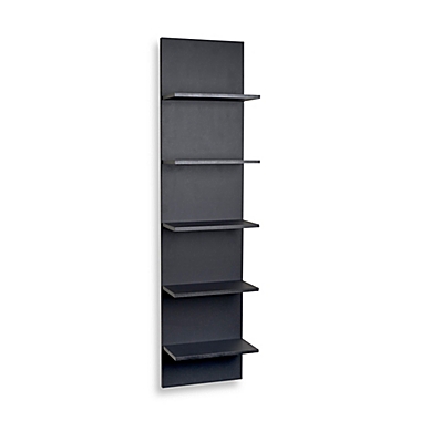 Wide Column Wall Shelf in Black Grain Finish. View a larger version of this product image.