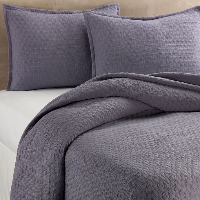 Vera Wang Puckered Diamond Matelasse Coverlet In Violet Bed