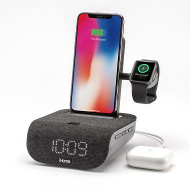 iHome&reg; TimeBase Pro+ Bluetooth Alarm Clock with Apple Watch Charging Arm. View a larger version of this product image.