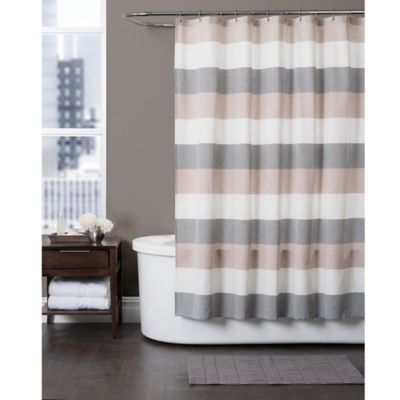 grey and tan shower curtain