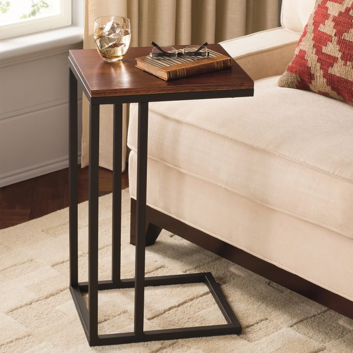 Black And Tan Hamilton Narrow Wood Top C Table Bed Bath Beyond