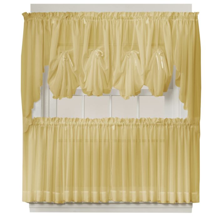 Emelia 40 Inch Fan Insert Sheer Window Curtain In Gold Bed Bath