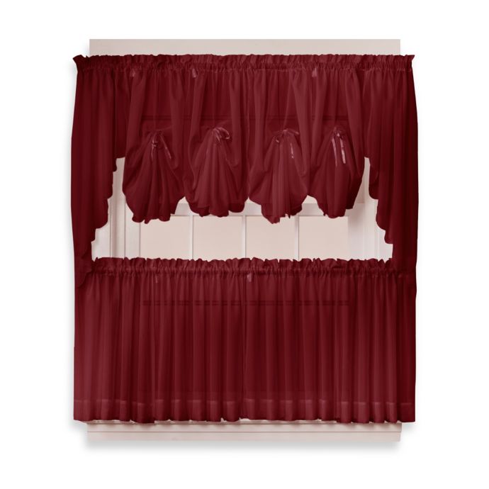 Emelia 40 Inch Fan Insert Sheer Window Curtain In Burgundy Bed