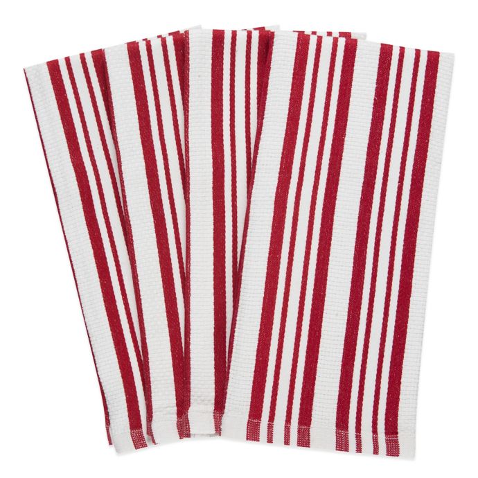 Candy Cane Stripe Basketweave Kitchen Towels (Set of 4) | Bed Bath & Beyond