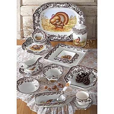 Spode&reg; Woodland Turkey Footed Cake Plate. View a larger version of this product image.