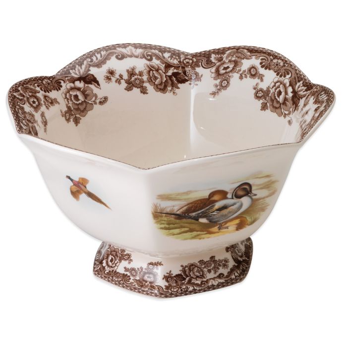 spode woodland quail lapwing square bowl