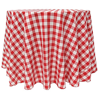 Gingham 90-Inch Round Tablecloth in Red/White. View a larger version of this product image.