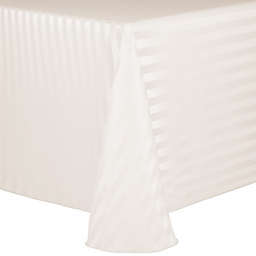 Ultimate Textile Poly Stripe 90-Inch x 156-Inch Oblong Tablecloth in Ivory