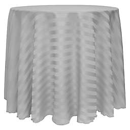 Ultimate Textile Poly Stripe 132-Inch Round Tablecloth in Grey