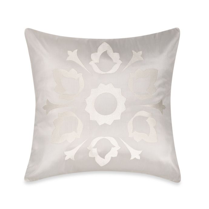 Frette At Home Marano Pure Silk Square Throw Pillow in OffWhite Bed